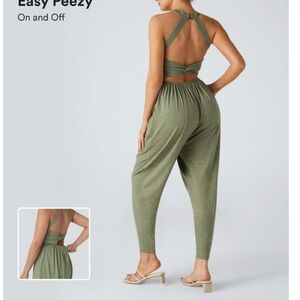 HALARA Olive Green Strappy Back Jumpsuit